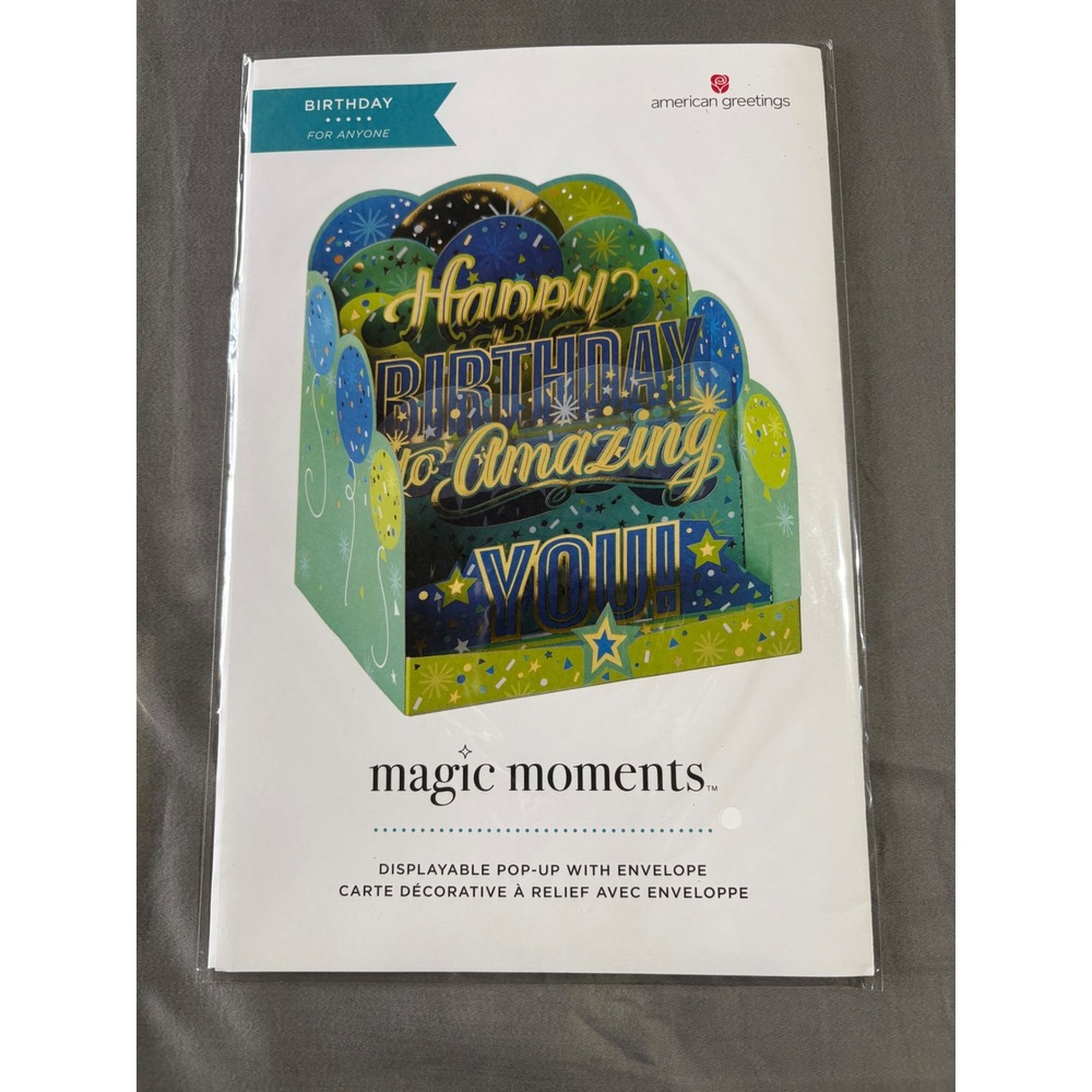 American Greetings Magic Moments Pop-Up Birthday Card‎ Amazing You 3D Balloons